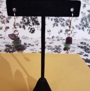 Purple and green gemstone earrings jy16